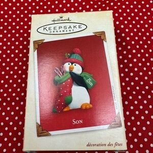 2020-HMT 2003 Hallmark Keepsake Ornament Son Penguin with Stocking Candy Canes